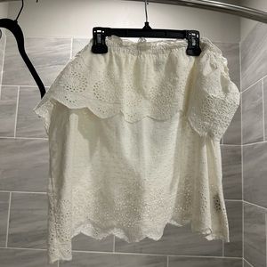 cream/white american eagle eyelet off the shoulder top